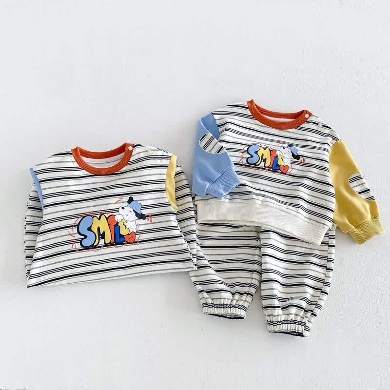 SMILE Baby Strampler mit Farbblockstreifen / Set - image 4