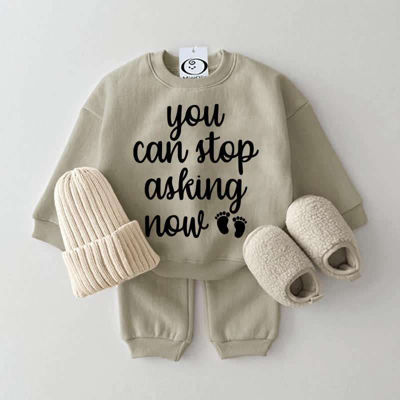 YOU CAN STOP ASKING NOW! Baby Grau Grün Sweatshirt 2-teiliges Set - Grau Grün - 2-3J - image 1