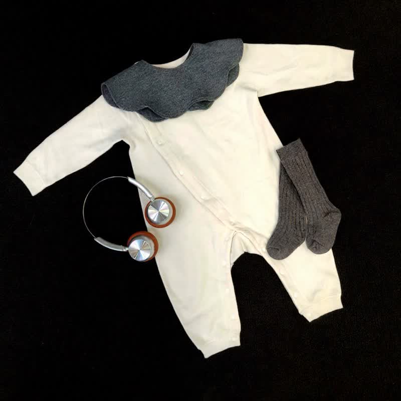 Baby Strampler mit Einfarbig und Strampler gefüttert - Beige - 8-12M - image 2