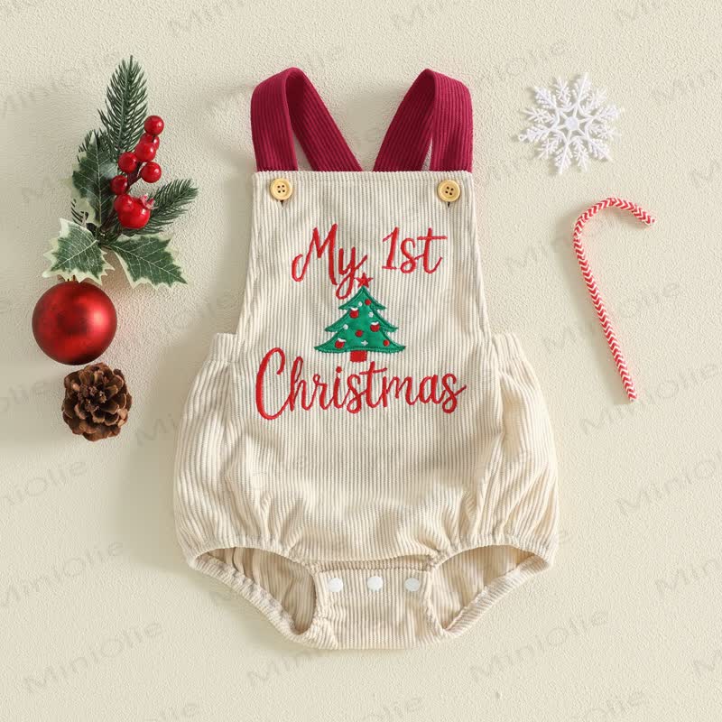 MY 1ST CHRISTMAS Baby Bodysuit mit Stickerei und Trägern - Weihnachten - 12-18M - image 1