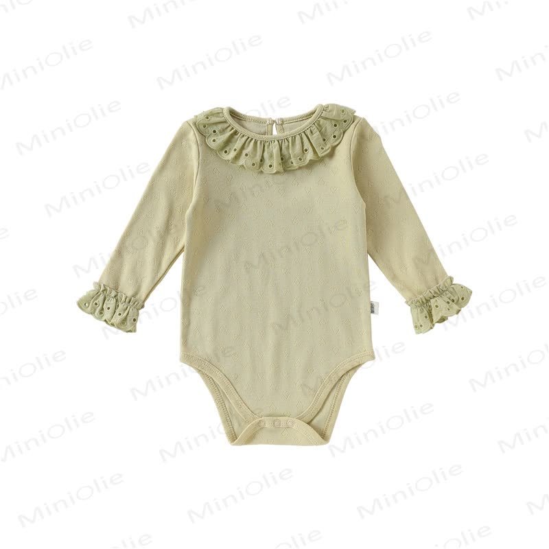 Baby Bodysuit mit Rüschenkragen, langen Ärmeln und Einfarbig Design - Grün - 18-24M - image 3