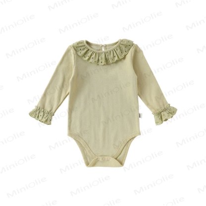Baby Bodysuit mit Rüschenkragen, langen Ärmeln und Einfarbig Design - Grün - 18-24M - image 3