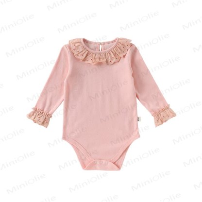 Baby Bodysuit mit Rüschenkragen, langen Ärmeln und Einfarbig Design - Rosa - 18-24M - image 10
