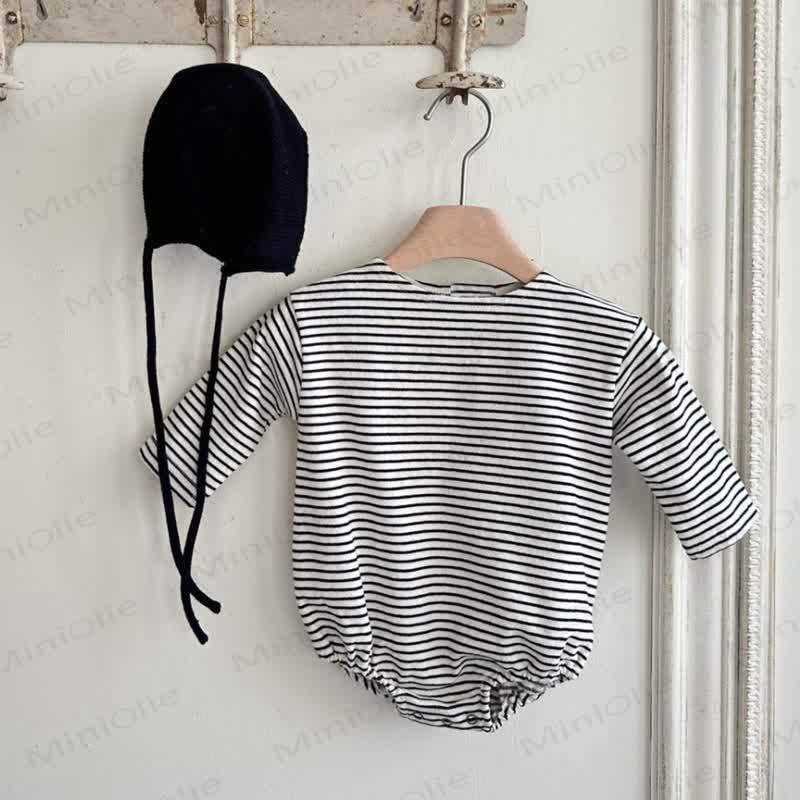 Baby Bodysuit mit Streifen und langen Ärmeln - Schwarz - 18-24M - image 3