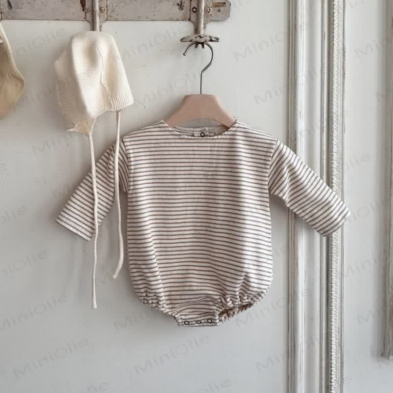 Baby Bodysuit mit Streifen und langen Ärmeln - Braun - 18-24M - image 4