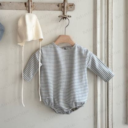 Baby Bodysuit mit Streifen und langen Ärmeln - Blau - 18-24M - image 5