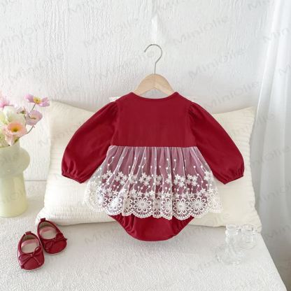 Baby Bodysuit mit rotem Lace und Tüllrock - image 5