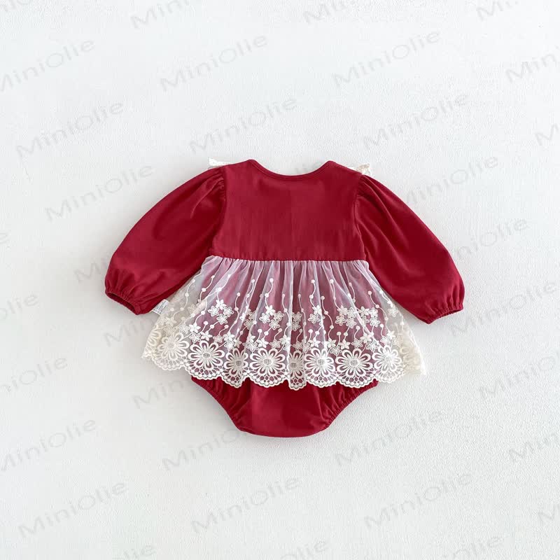 Baby Bodysuit mit rotem Lace und Tüllrock - image 7