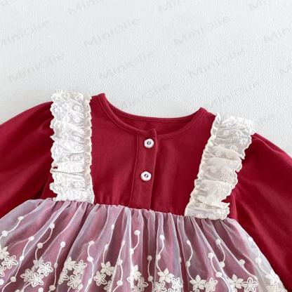Baby Bodysuit mit rotem Lace und Tüllrock - image 8