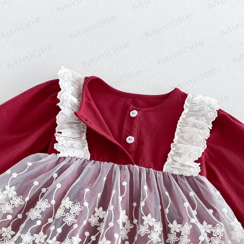 Baby Bodysuit mit rotem Lace und Tüllrock - image 12