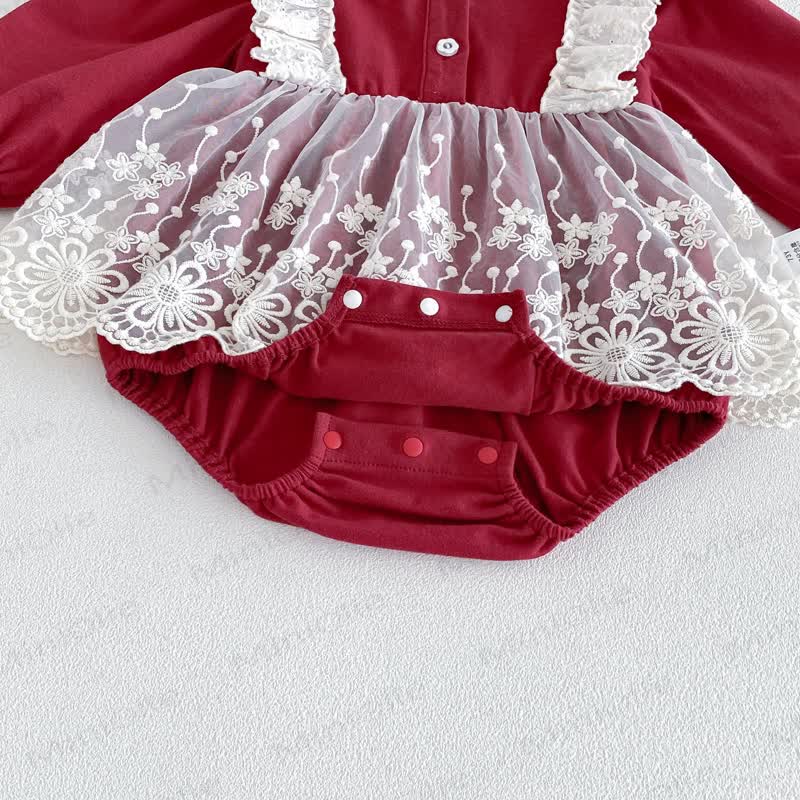 Baby Bodysuit mit rotem Lace und Tüllrock - image 14