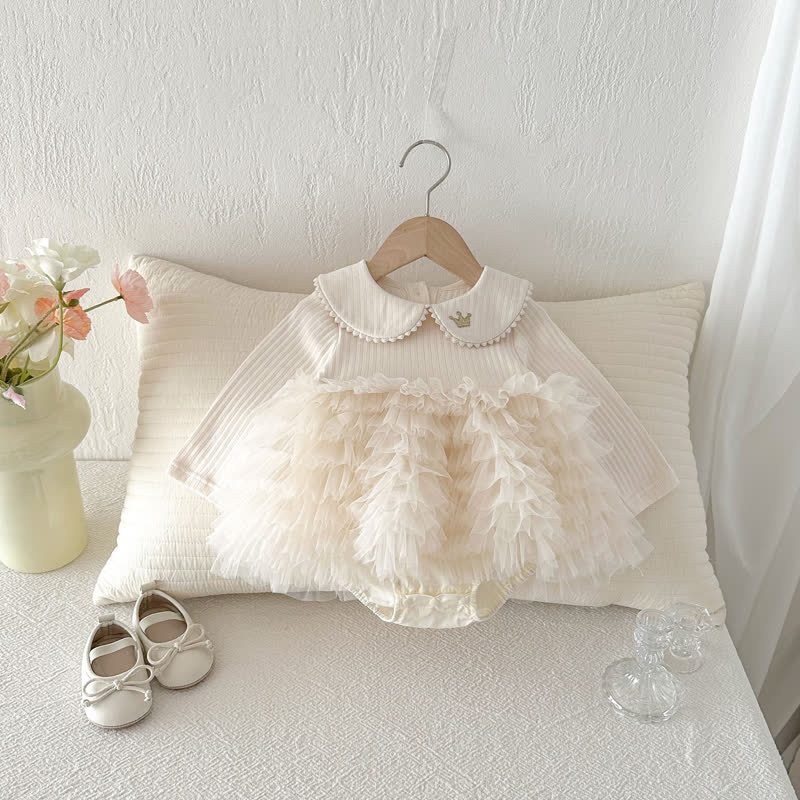 Baby Rib Peter Pan Tüll Skitred Bodysuit - image 3