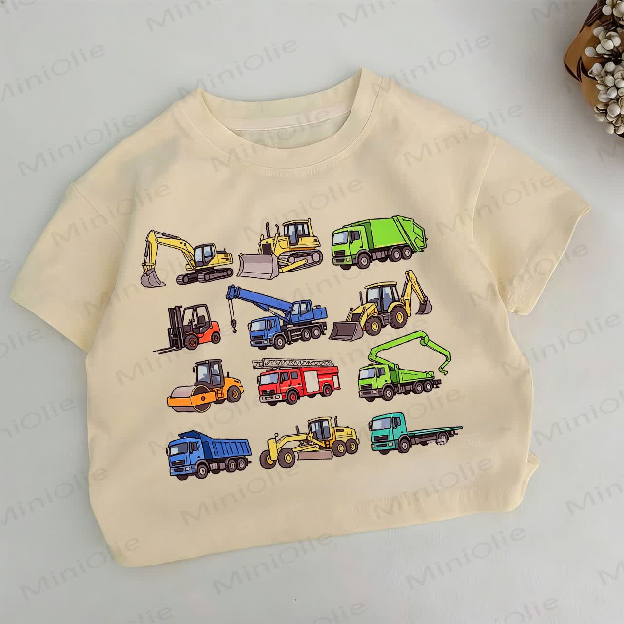 Khakifarbenes T-Shirt mit Fahrzeug für Kleinkind-Jungen - Khaki - 6-7J - image 1