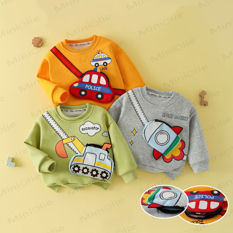 Kleinkind - Sweatshirt mit 3D- Fahrzeug und Tasche - image 1