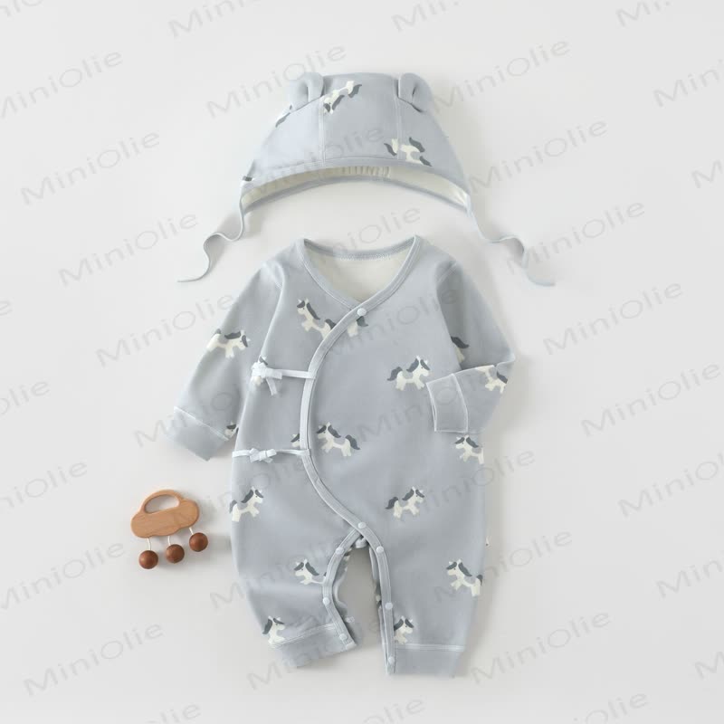 Baby Strampler aus weicher Baumwolle mit Cartoon- Strampler - Blau Pferd - 3-6M - image 2