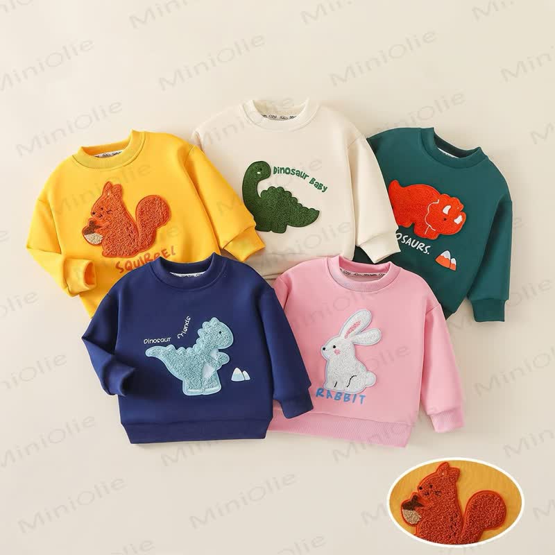 Kleinkind Sweatshirt mit Tier -Applikationen und Rundhalsausschnitt - image 1
