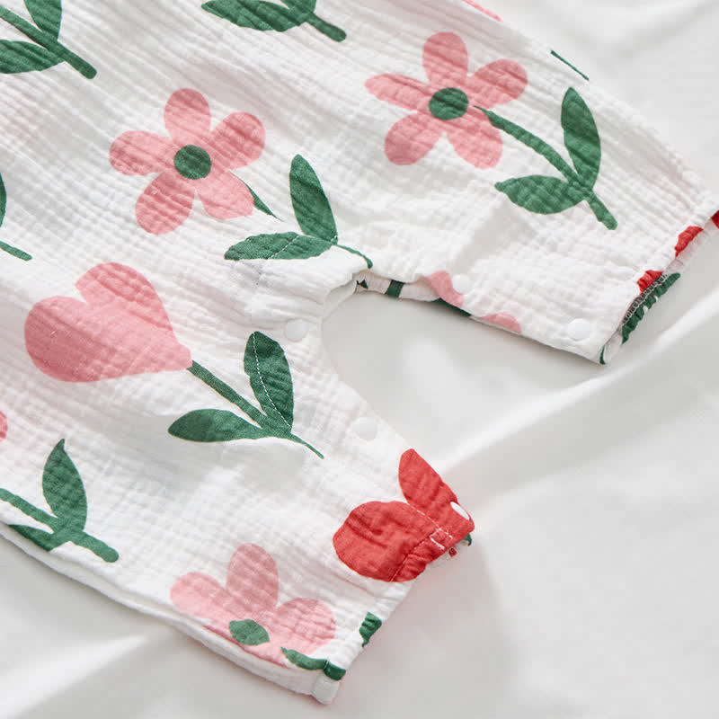 Weißer Baby Strampler mit Blume und Herz und passender Hut - image 6
