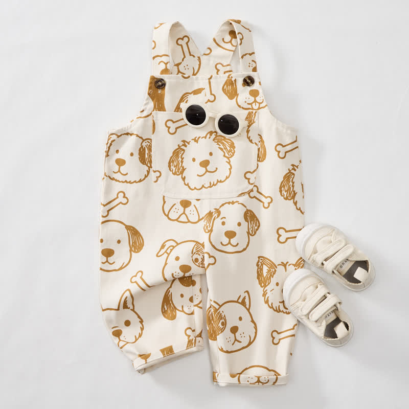 Baby und Kleinkind Overalls mit weißem Hunde- und Knochenmotiv und Taschen - image 2