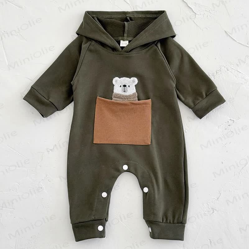 Baby Bär Pocket Hooded Long Sleeve Strampler - image 4