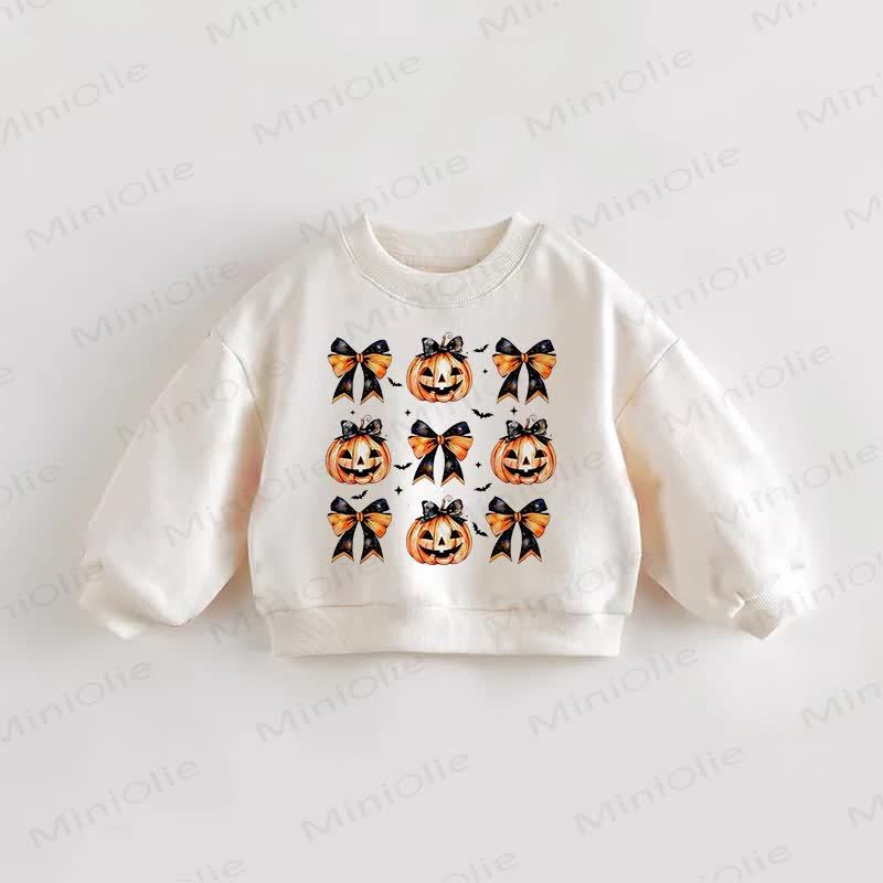 Baby Kleinkind Sweatshirt mit Kürbis Schleife -Print - Creme - 3-5J - image 1