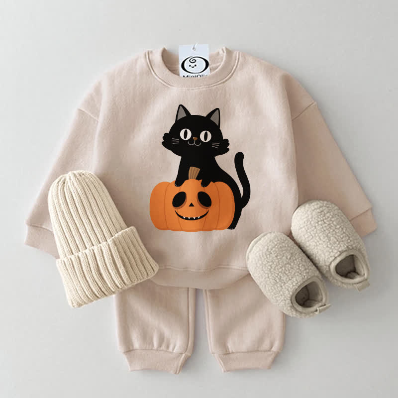 Baby und Kürbis Beige Sweatshirt 2-teiliges Set - Beige - 2-3J - image 1