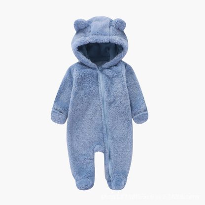 Baby Bär -Kapuzen- Plüsch Strampler - Blau - 12-18M - image 5