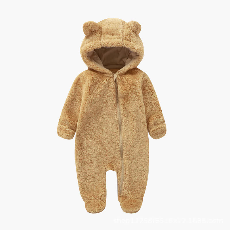 Baby Bär -Kapuzen- Plüsch Strampler - Gelb - 12-18M - image 6