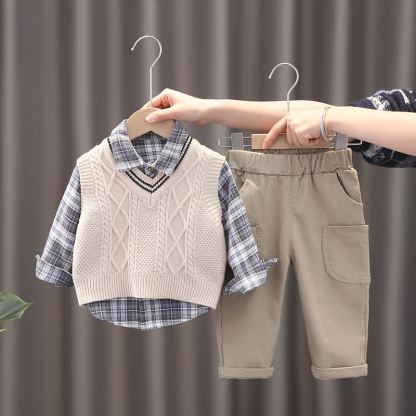 Klassisches Stricken - Set für Kleinkind und Jungen, 3-teilig - Weißer Diamant - 4-5J - image 2