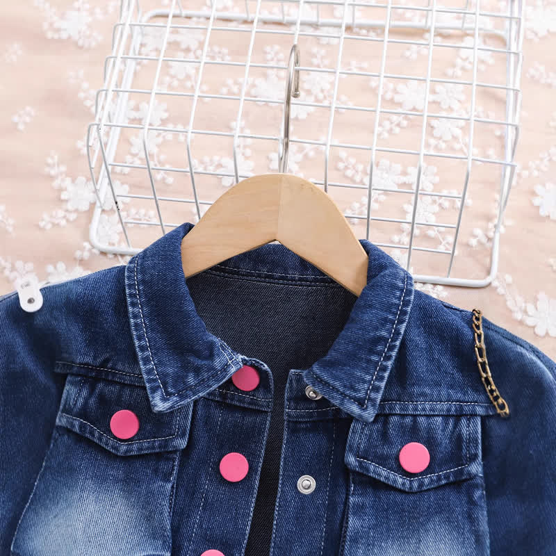 Zweiteiliges Set aus Denim und Rock für Kleinkind - image 3