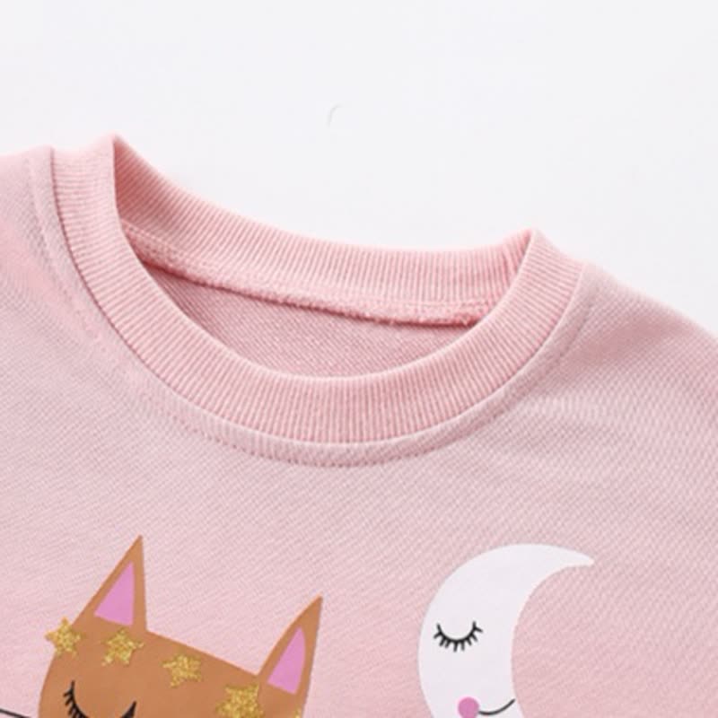 Zweiteiliges Set für Kleinkind : Rosa Katzen- und Mond- Spitze mit Tüll und Gamaschen - image 3