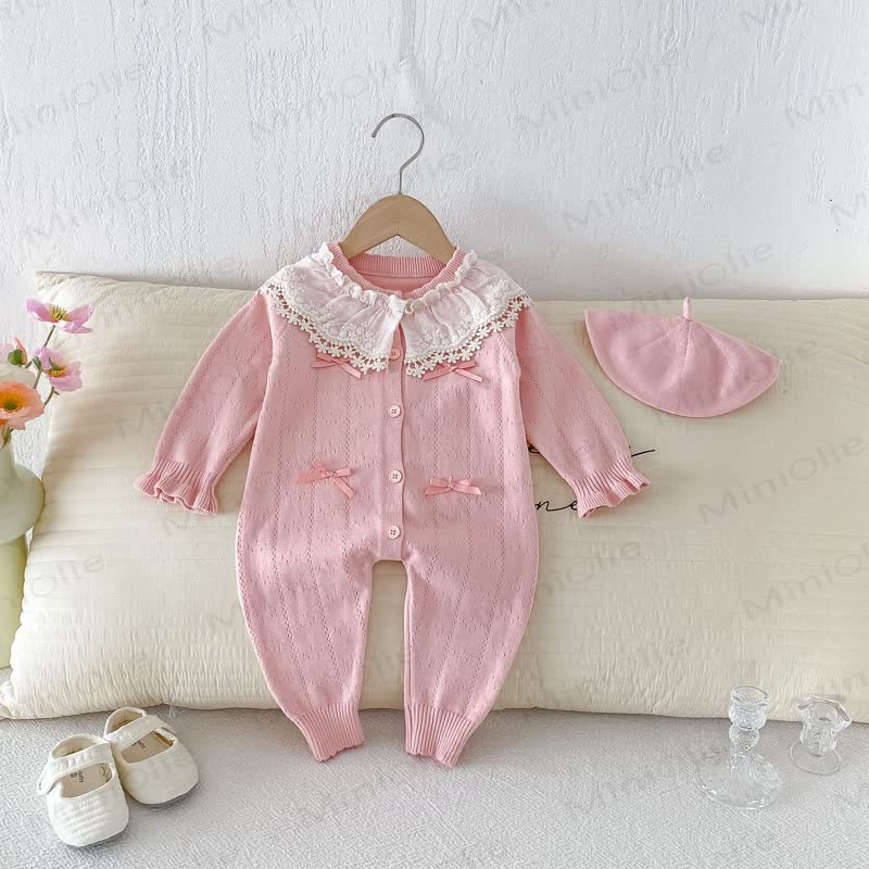 Baby Strampler mit Lace , langen Stricken und Strampler Hut - Rosa - 18-24M - image 8