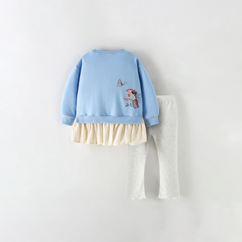 Zweiteiliges Set aus Blau Peplum- Sweatshirt und Hose für Kleinkind - image 3