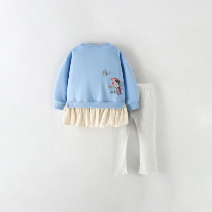 Zweiteiliges Set aus Blau Peplum- Sweatshirt und Hose für Kleinkind - image 3