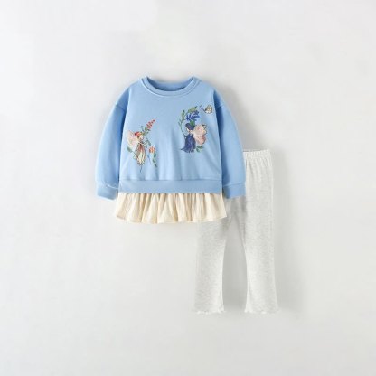 Zweiteiliges Set aus Blau Peplum- Sweatshirt und Hose für Kleinkind - Blau - 10-11J - image 2