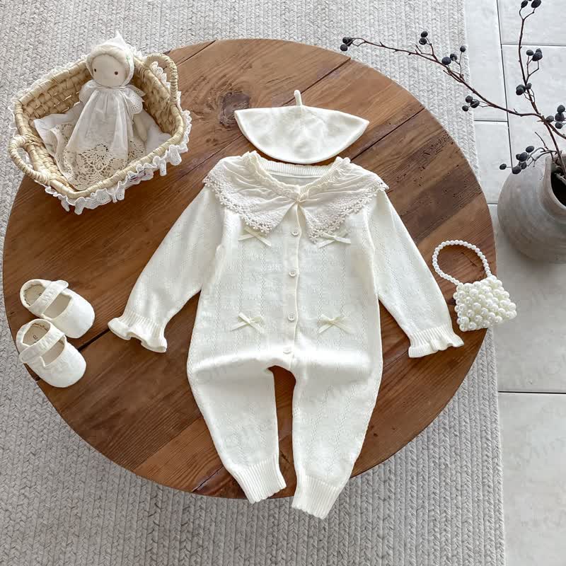 Baby Strampler mit Lace , langen Stricken und Strampler Hut - image 7