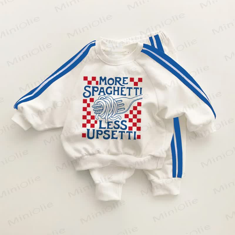 MEHR SPAGHETTI , MORE SPAGHETTI LESS UPSETTI Baby Streifen 2-teiliges Set - Weiß & Blau - 3-5J - image 1