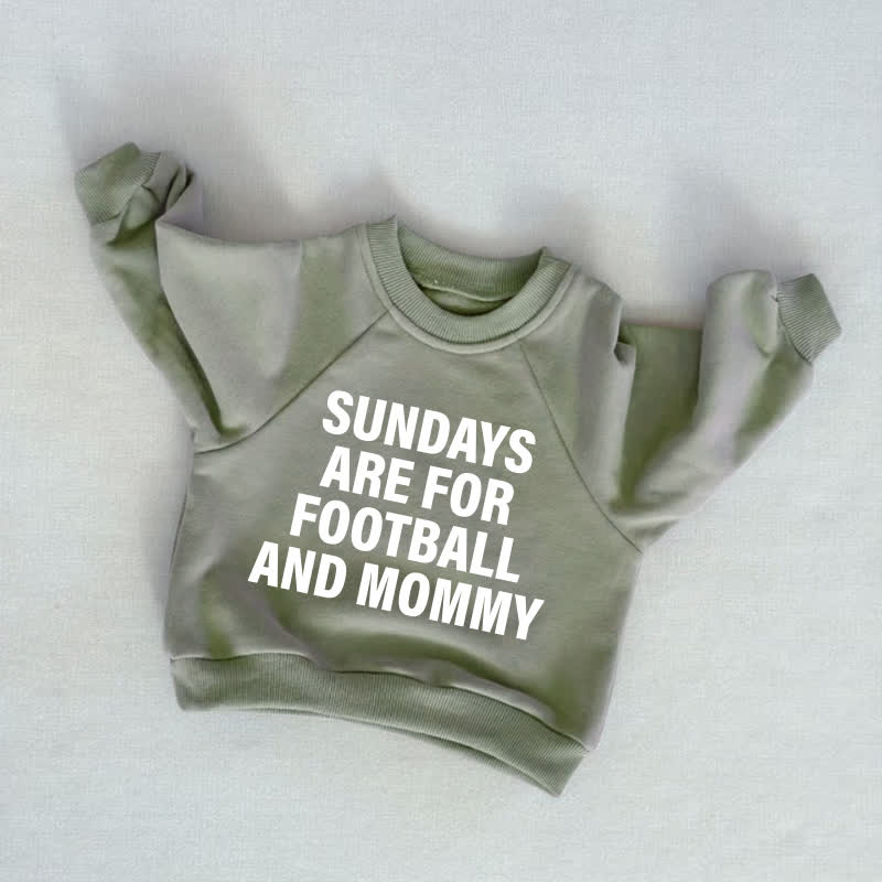 SUNDAYS ARE FOR FOOTBALL AND DADDY/MOMMY – Baby Kleinkind Sweatshirt, Grau Grün - Grau Grün: MAMA - 3-5J - image 2