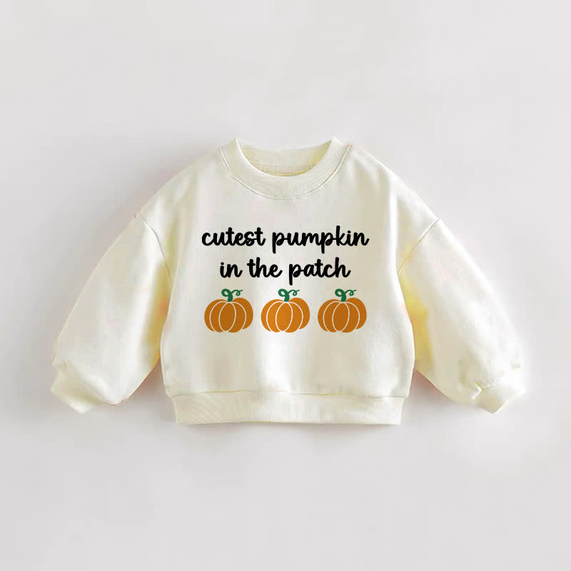 Der CUTEST PUMPKIN IN THE PATCH – Baby Kleinkind -Kürbis-Creme Sweatshirt - Creme - 3-5J - image 1