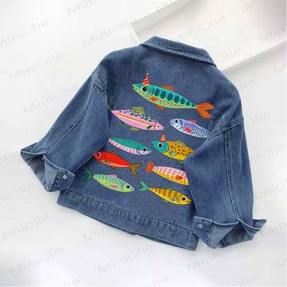 Bunt Jeansjacke mit Fisch für Kleinkind - image 2