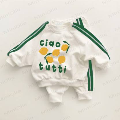 CIAO TUTTI Baby Kleinkind grün Streifen 2-teiliges Set - Weiß & Grün - 3-5J - image 1