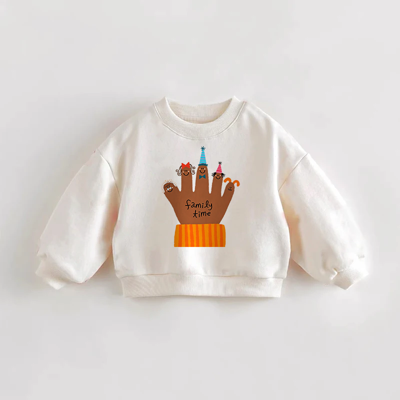 FAMILY TIME Baby Kleinkind Fingerabdruck Creme Sweatshirt - Creme - 3-5J - image 1
