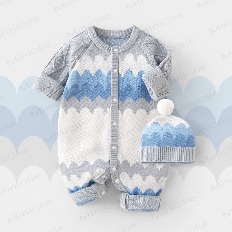 Baby Strampler und Gestrickt mit Hut - Blau - 18-24M - image 1