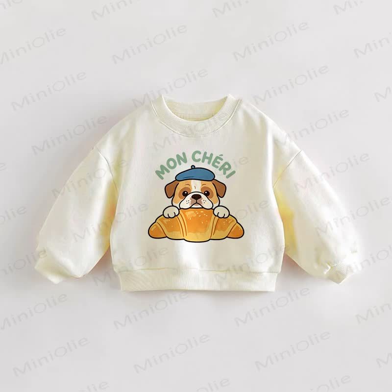 MON CHERI Baby Kleinkind Welpen Creme Sweatshirt - Creme - 3-5J - image 1