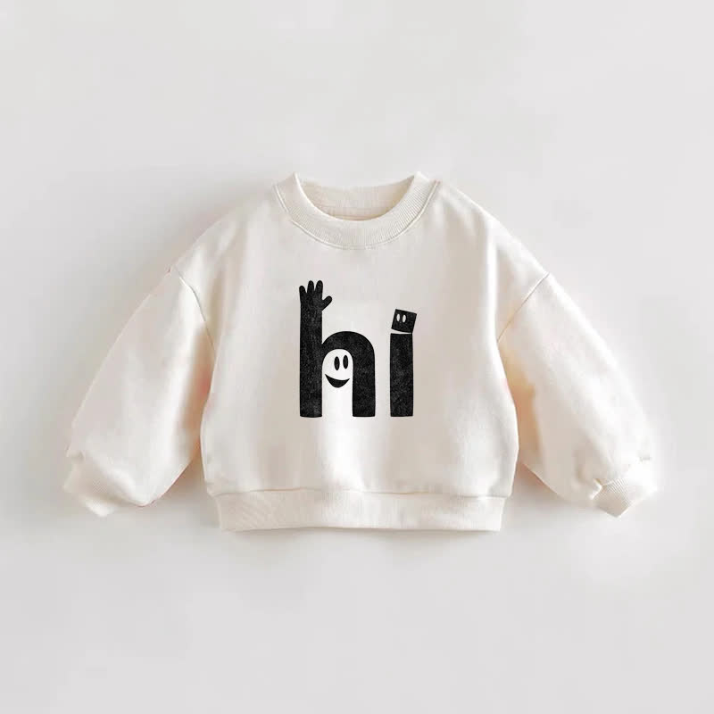 HI Baby Kleinkind Sweatshirt mit Smiley -Gesichtsdruck - Creme - 3-5J - image 1