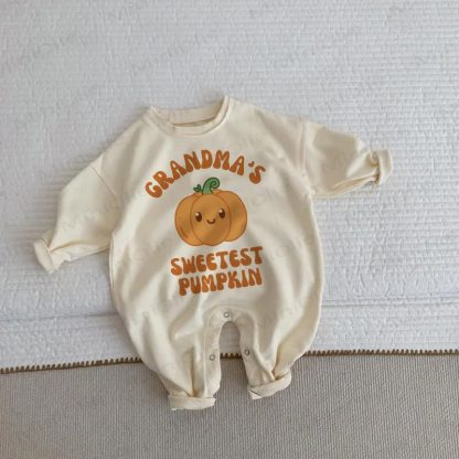 GRANDMA'S SWEETEST PUMPKIN Baby Strampler in Beige - Beige - 2-3J - image 1