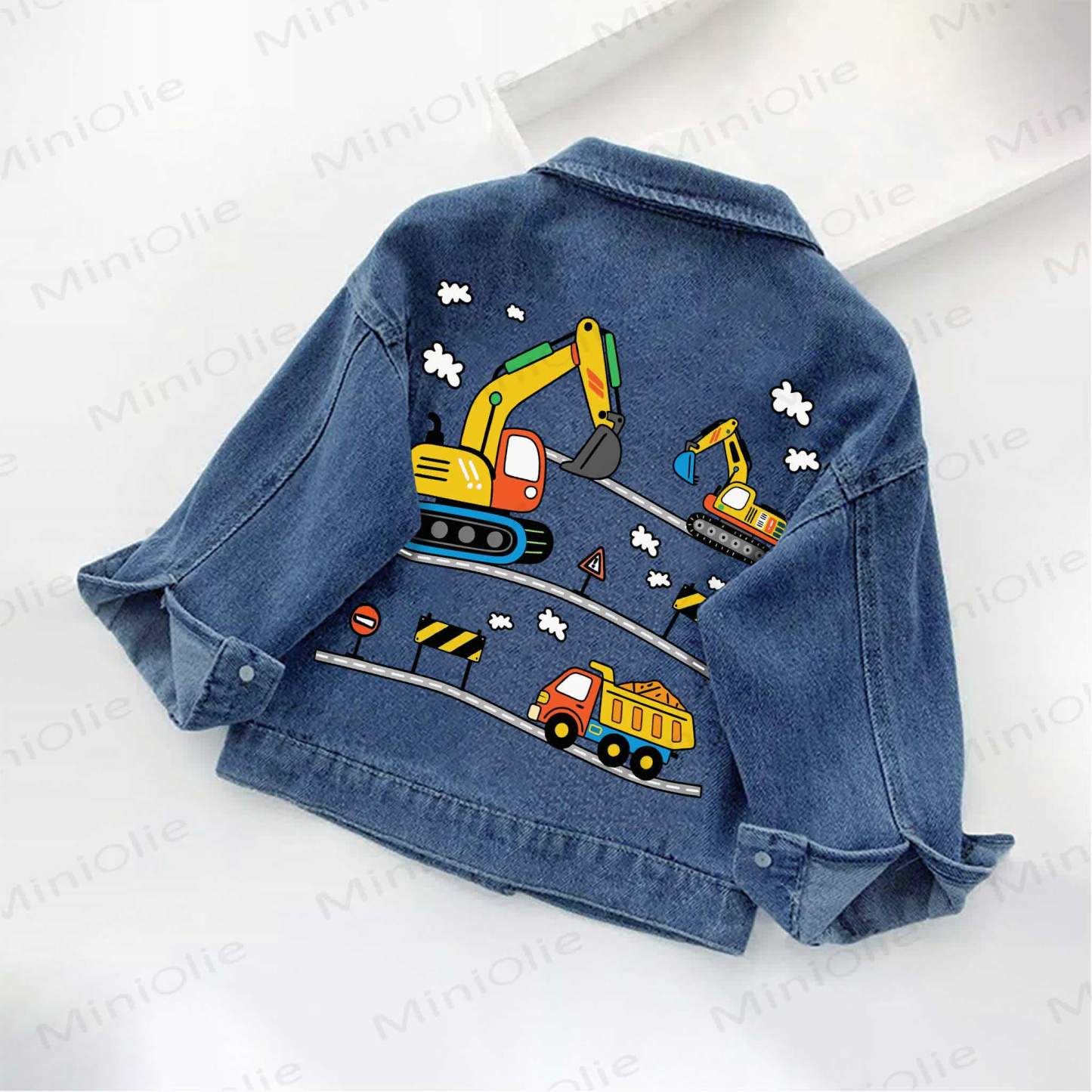 Denim mit Cartoon-Baustellenfahrzeug-Print für Kleinkind - image 2