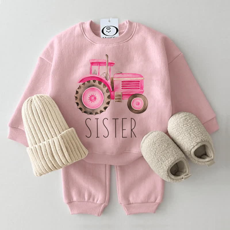 SISTER Baby Traktor - Sweatshirt 2-teiliges Set - Rosa - 2-3J - image 1