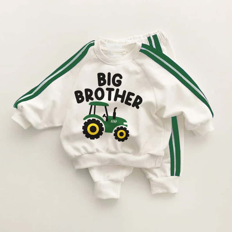 BIG BROTHER Baby Kleinkind Grünes Traktor Streifen Set, 2-teilig - Weiß & Grün - 3-5J - image 1