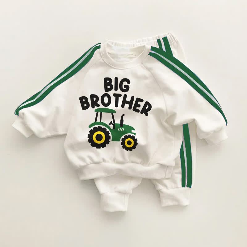 BIG BROTHER Baby Kleinkind Grünes Traktor Streifen Set, 2-teilig - Weiß & Grün - 3-5J - image 1