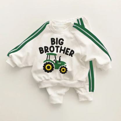 BIG BROTHER Baby Kleinkind Grünes Traktor Streifen Set, 2-teilig - Weiß & Grün - 3-5J - image 1